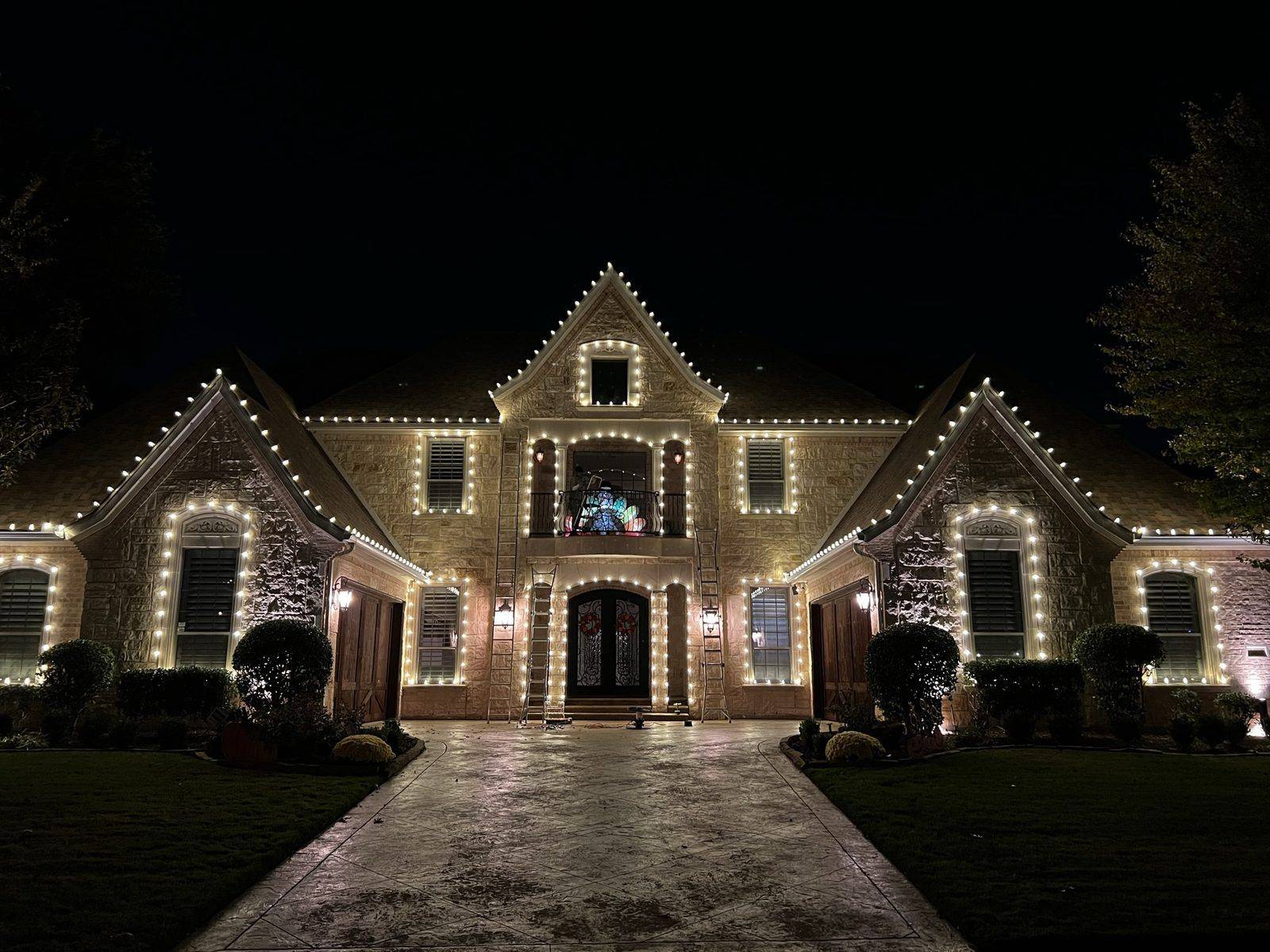 Christmas light installation Highland Park TX estate with porch lights Christmas light installation Highland Park TX estate with porch lights
